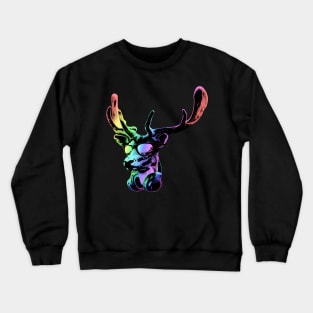 Deer Neon DJ Cool and Funny Music Animal With Sunglasses And Headphones. Crewneck Sweatshirt